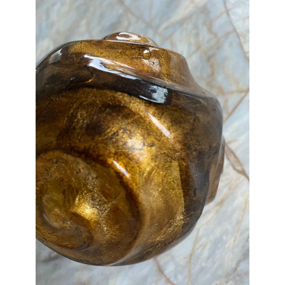 Pier 1‎ Decorative Orb Metallic Gold Bronze Swirl Textured Bowl Filler 4 Inch